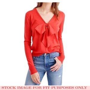 J CREW LIGHTWEIGHT WOOL BOW SWEATER - RED - XXS - EUC